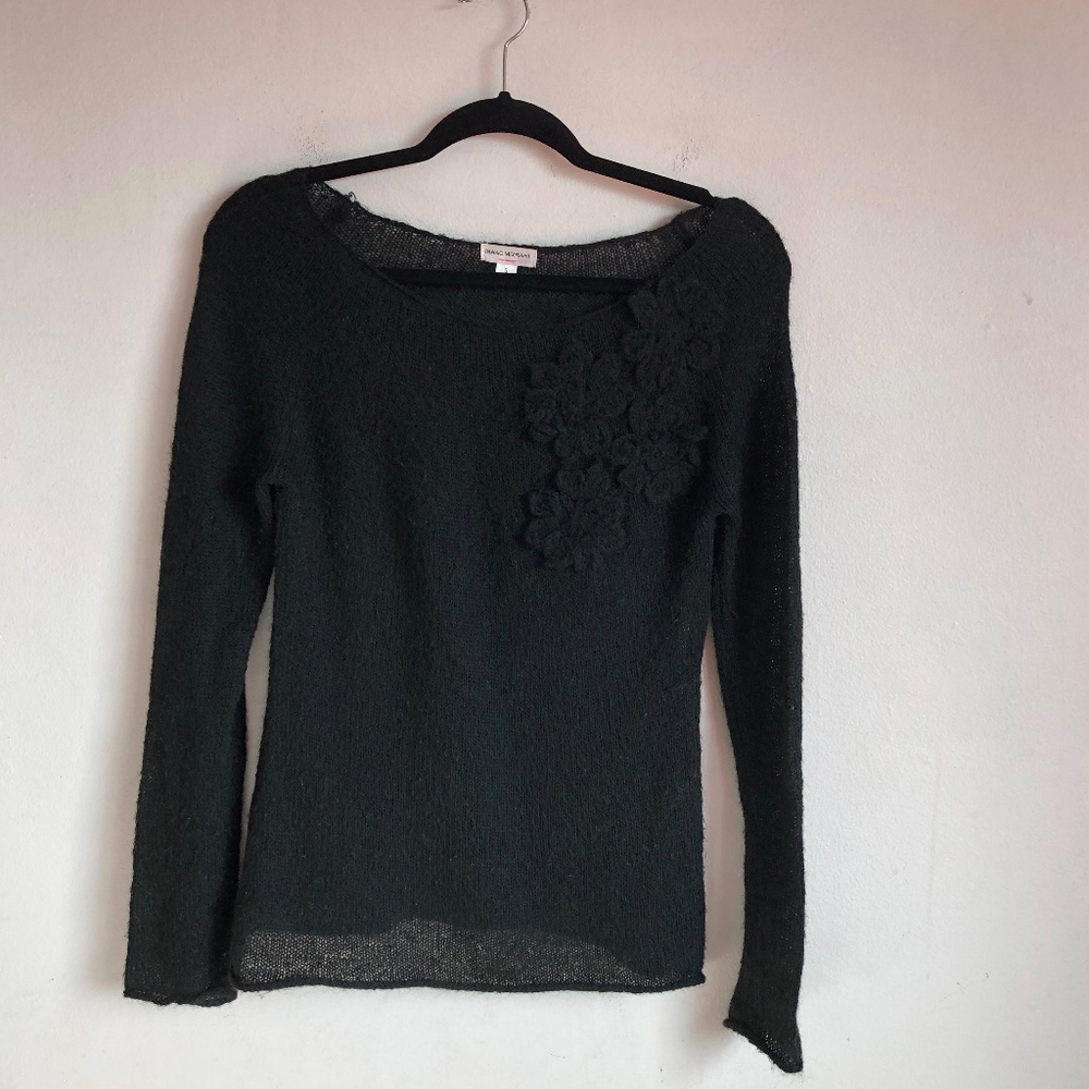 Isaac Mizrahi Target Black Mohair Flower Sweater